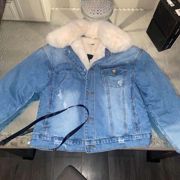 Fashion Nova Jackets & Blazers - FASHION NOVA FUR JEAN JACKET